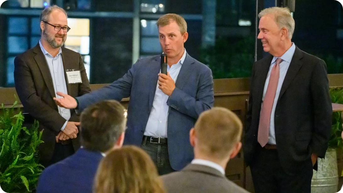Tobin Center Founding Executive Director David Wilkinson with North Dakota Governor Kelly Armstrong and Connecticut Governor Ned Lamont